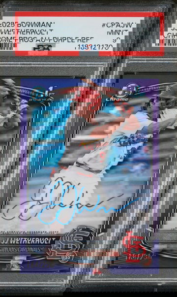 2025 Bowman Chrome Prospect Autograph Purple Refractor JJ Wetherholt #CPAJW /250 PSA 9