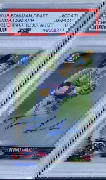 TREVOR LARNACH 2018 BOWMAN DRAFT CHROME RC 1ST BOWMAN AUTO PSA 10