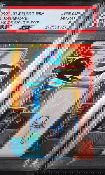 2022 Panini Select Fifa Pitchside Signature Tie-Dye Kylian Mbappe #11 /15 /75 PSA 8