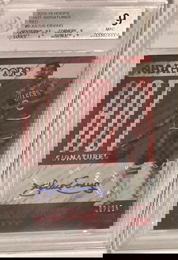 2015-16 Hoops Hot Signatures 2/25 Dr. J Julius Erving BGS 9 Auto 10