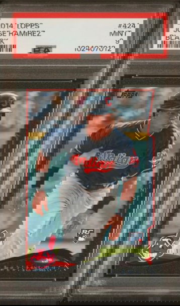 2014 Topps Jose Ramirez RC Black Parallel #424 13/64 PSA 9