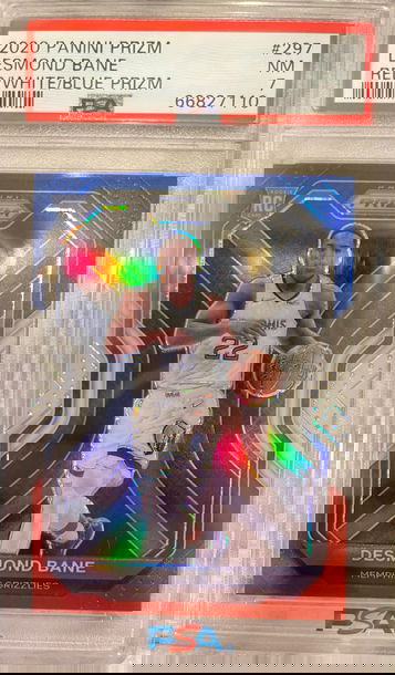  Desmond Bane Red White Blue Prizm # 297 - 2020-2021 Panini Prizm PSA 7