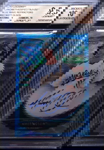 MATT OLSON 2013 BOWMAN CHROME BLUE WAVE AUTO BGS 9.5 GEM MINT #MO