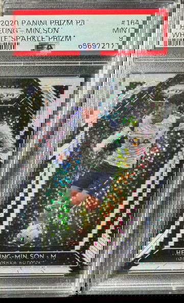 2020 Panini Prizm Premier League Heung Min Son White Sparkle SSP PSA 9