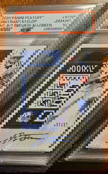 2020 Panini Contenders Rookie Ticket Jonathan Taylor Helmet Variation Auto Green #23