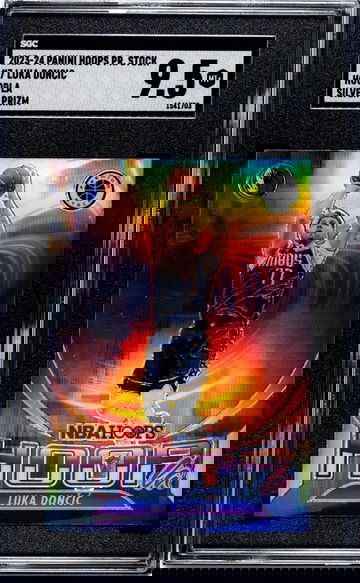 2023-24 Panini Hoops Premium Stock #7 Luka Doncic Hoopla Silver Prizm SGC 9.5