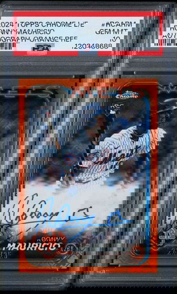 2024 Topps Chrome Ronny Mauricio Logofractor Orange Edition /25 Auto PSA 10