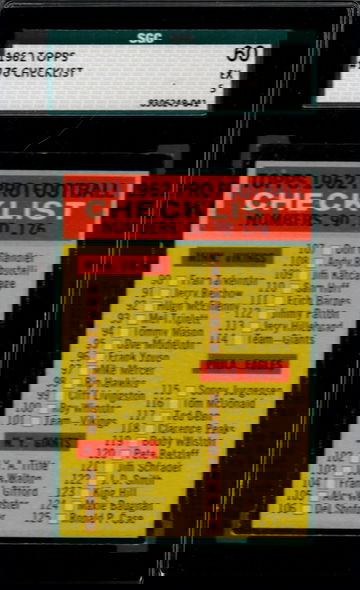 1962 Topps Football #176 Checklist SGC 60 EX 5