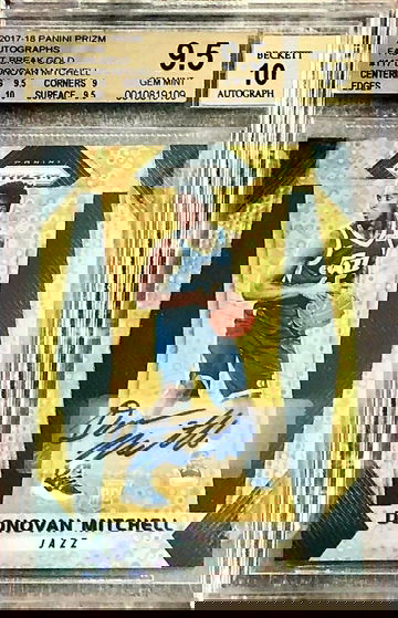 DONOVAN MITCHELL 2017-18 PRIZM FAST BREAK GOLD ROOKIE RC AUTO #/10 1/1 BGS 9.5/1