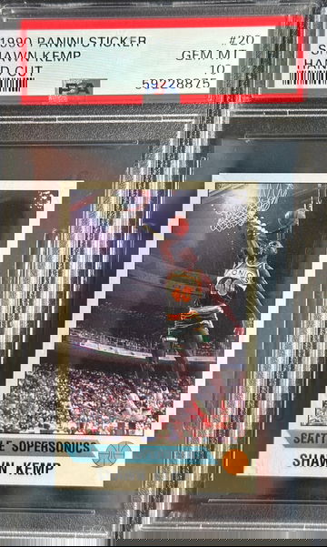 1990 Panini Sticker Shawn Kemp Rookie RC Hand Cut PSA 10 SuperSonics 