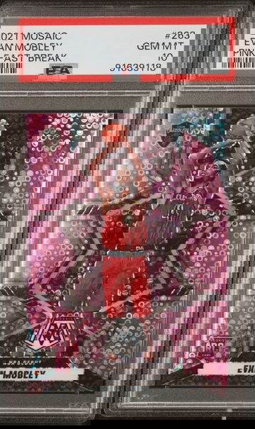2021 Panini Mosaic NBA Debut Pink Fast Break Evan Mobley #263 RC /20 PSA 10
