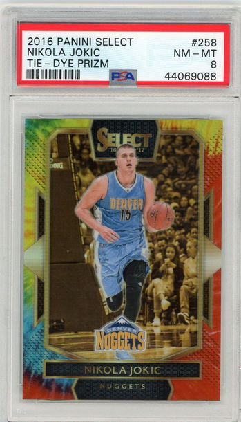 Nikola Jokic 2016-17 Panini Select Tie Dye Courtside Refractor /25 PSA 8 Nuggets #258
