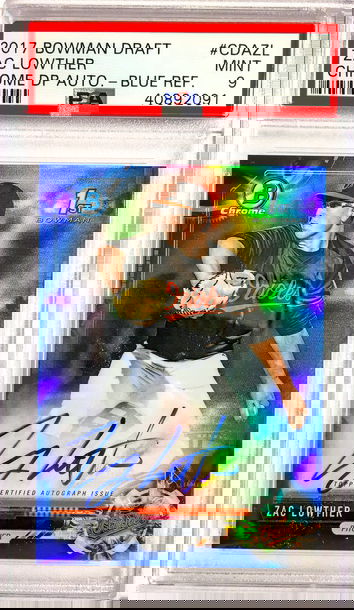 2017 Bowman Draft Zac Lowther Chrome Auto Blue Refractor PSA 9