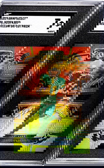 2023 Panini Select Red/Yellow Jayden Reed #38 RC Die-Cut Prizm SGC 7