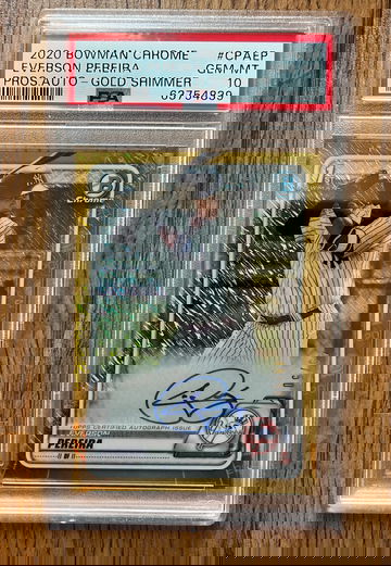 PSA 10 Everson Pereira 2020 Bowman Chrome Gold Shimmer Refractor AUTO
