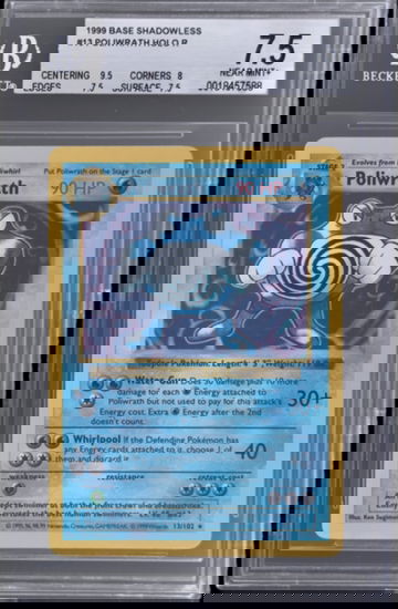 1999 Pokémon Base Set Poliwrath Holo Shadowless BGS 7.5