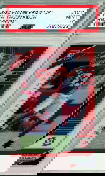 2020 PANINI PRIZM DRAFT PICKS TUA TAGOVAILOA #101 RED PRIZM ROOKIE RC PSA 9 MINT