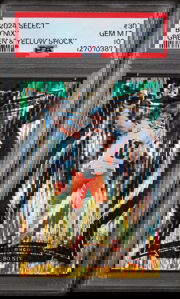 2024 Panini Select Green & Yellow Shock Bo Nix #30 PSA 10