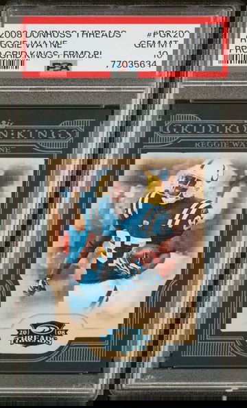 2008 Donruss Threads Reggie Wayne Pro Gridiron Kings Framed Blue PSA 10