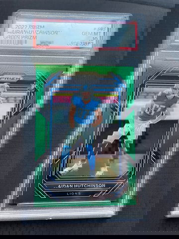 2022 Paninin Prizm Aidan Hutchinson Green Prizm PSA 10
