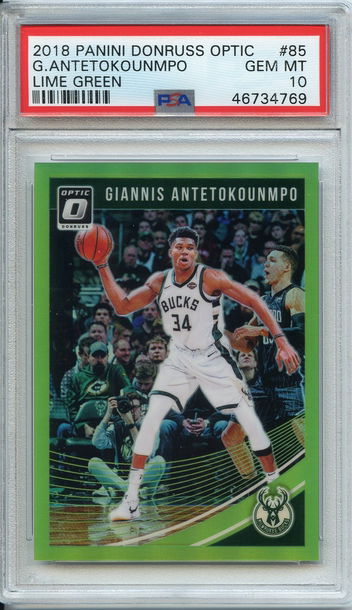 Giannis Antetokounmpo Lime Green Optic /149 PSA 10