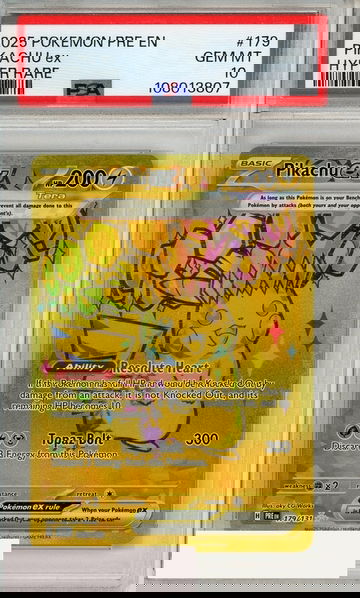 2025 POKEMON PRE EN-PRISMATIC EVOLUTIONS PIKACHU EX #179 HYPER RARE PSA 10