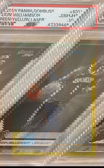 2019 Donruss Rated Rookie Green/Yellow Laser Zion Williamson PSA 10 