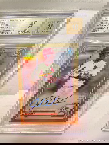 2020 Bowman Chrome Draft Auto Jordan Walker Gold Refractor BGS 9/10