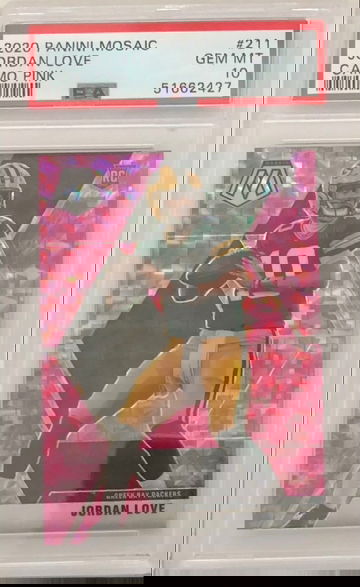 2020 Panini Mosaic Camo Pink Jordan Love RC PSA 10