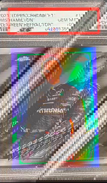 2021 Topps Chrome Lewis Hamilton Purple Green Refractor Formula 1 F1 PSA 10