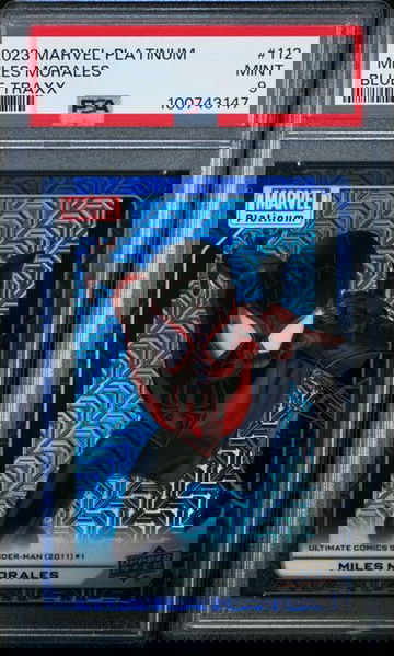 2023 Upper Deck Marvel Platinum Miles Morales Blue Traxx PSA 9