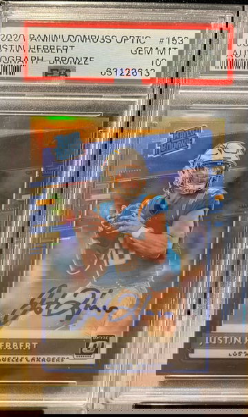 2020 Panini Donruss Optic Rated Rookie Autograph Justin Herbert Bronze PSA 10