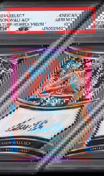 2024 Panini Select Signatures Purple Prizm Cason Wallace #SIGCAS /75 PSA 10