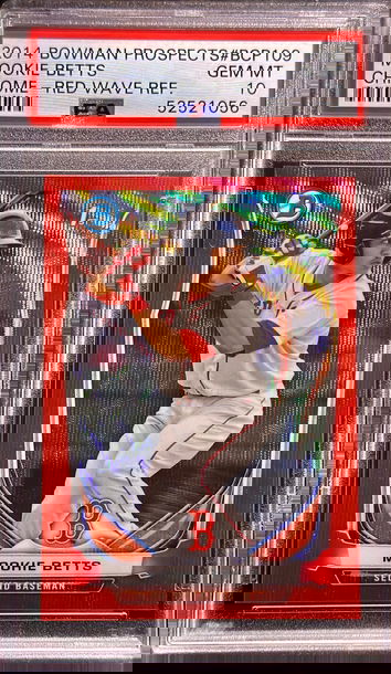 2014 Bowman Chrome Red Wave Refractor Mookie Betts ROOKIE /25 BCP109 PSA 10 GEM