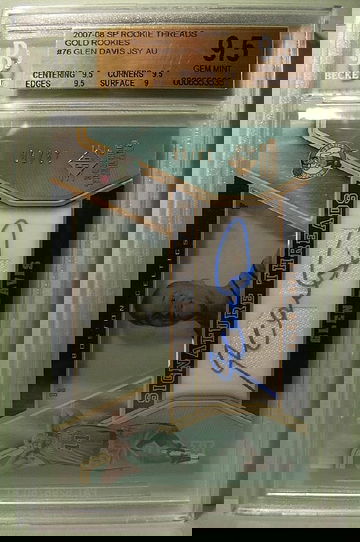 2007-08 SP ROOKIE THREADS GOLD ROOKIES #76 GLEN DAVIS AUTO 19/50 BGS 9.5 GEM MINT