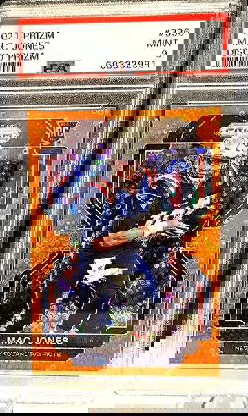 2021 NFL Prizm Mac Jones Orange Disco Prizm RC Rookie Patriots 49ers  #336 PSA 9