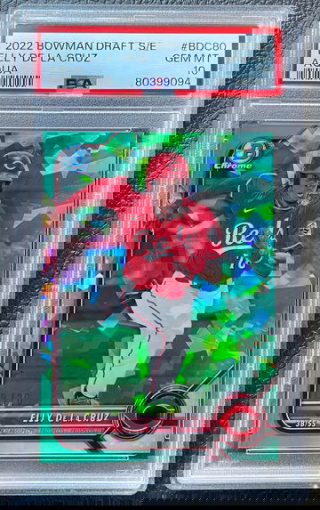 ELLY DE LA CRUZ 2022 BOWMAN DRAFT SAPPHIRE AQUA /20 PSA 10