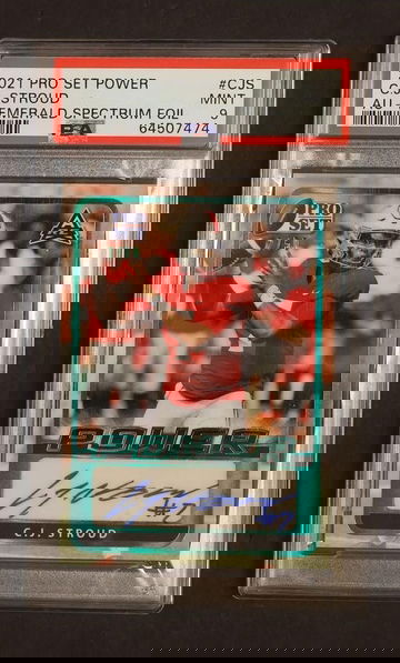 2021 Leaf Pro Set Power Autographs Emerald Spectrum Foil CJ Stroud #CJS PSA 9