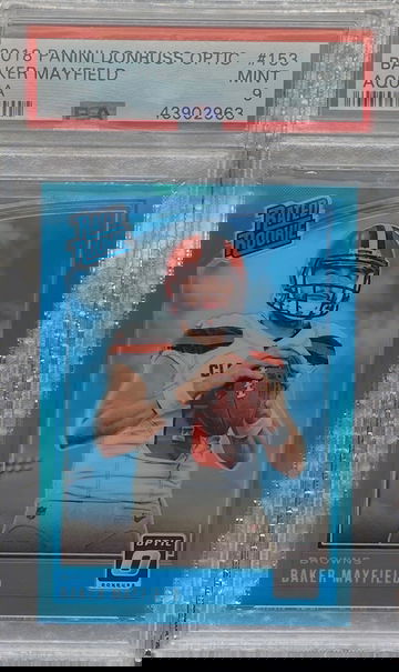 2018 Donruss Optic Baker Mayfield #153 Aqua /299 RC - PSA 9!