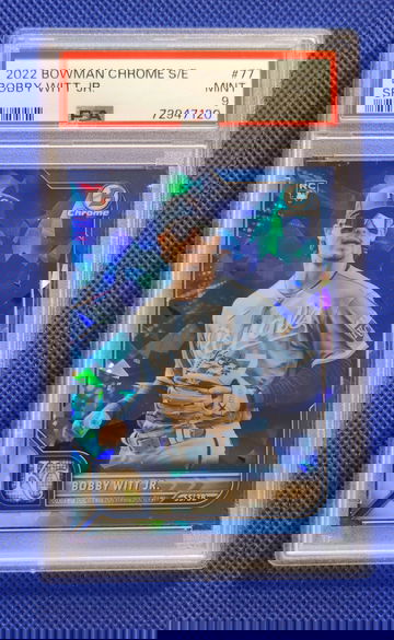 2022 BOWMAN CHROME SAPPHIRE BOBBY WITT JR. SSP IMAGE VARIATION ROYALS  PSA 9 RC