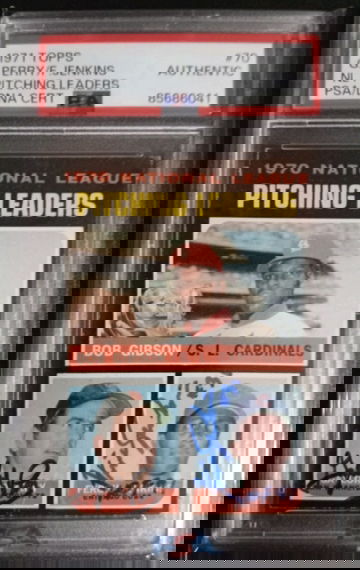 1971 Topps #70 leaders Gaylord Perry & Fergie Jenkins PSA Authentic Auto 