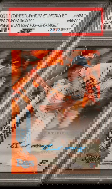 2020 Topps Chrome Update Sapphire Orange Brendan McKay #RA-BM RC Auto /25 PSA 9