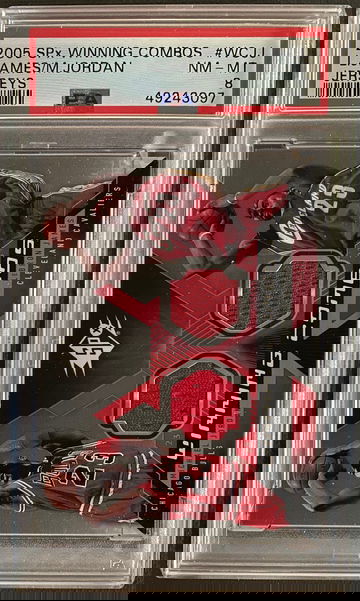 2005 SPX Winning Combos Lebron James Michael Jordan Jerseys PSA 8