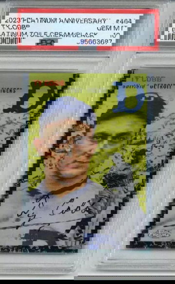 2023 TOPPS CHROME PLAT ANN TOILE CREAM/BLACK REFRACTOR TY COBB /10 PSA 10