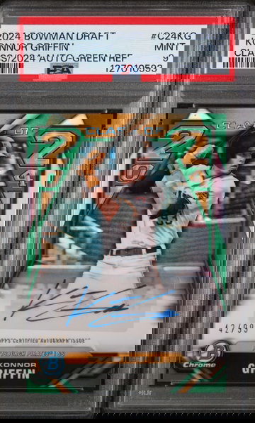 2024 Bowman Draft Class of 2024 Autographs Class/2024 Auto-Green Ref Konnor Griffin #C24KG /99 PSA 9