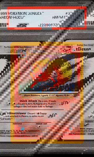 1999 Pokémon Jungle Flareon #3/64 Holo PSA 8