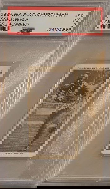 1939 WA & AC Churchman Jesse Owens #45 Kings of Speed PSA 3