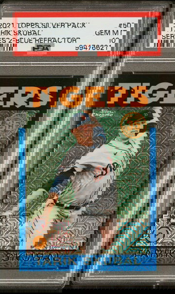 2021 Topps Silver Pack Tarik Skubal Blue Refractor /150 #50 PSA 10