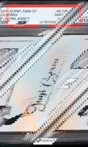 Yogi Berra 2001 Topps Tribute Game-Worn Jersey #RJYB Yankees LOW POP - PSA 9