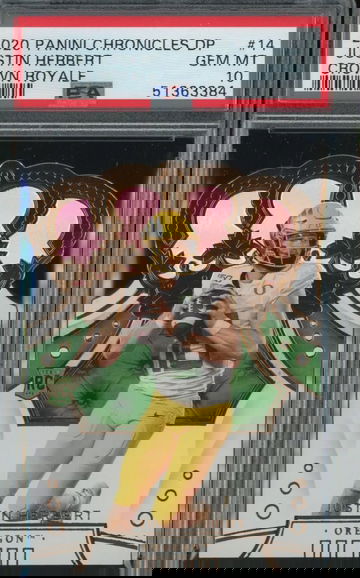 2020 chronicles draft picks 14 justin herbert crown royale psa 10